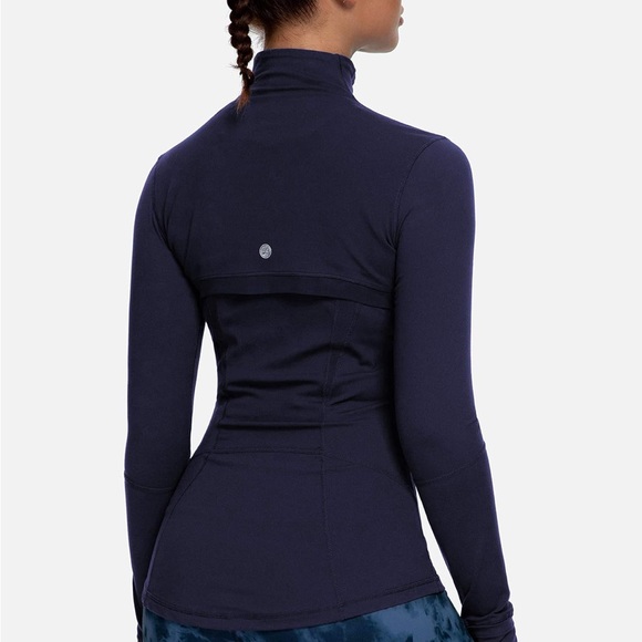 Queenieke Navy Full Zip Jacket with mesh and Thumbholes size small EUC - Picture 2 of 12